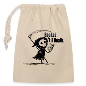 Booked 'til Death | Funny Grim Reaper Reading - Closable cotton gift bag (14x20cm) - nature - Front