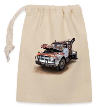 Rostiger Abschleppwagen Vintage - Verschließbarer Geschenkbeutel aus Baumwolle (14x20cm) - Natur - Vorne