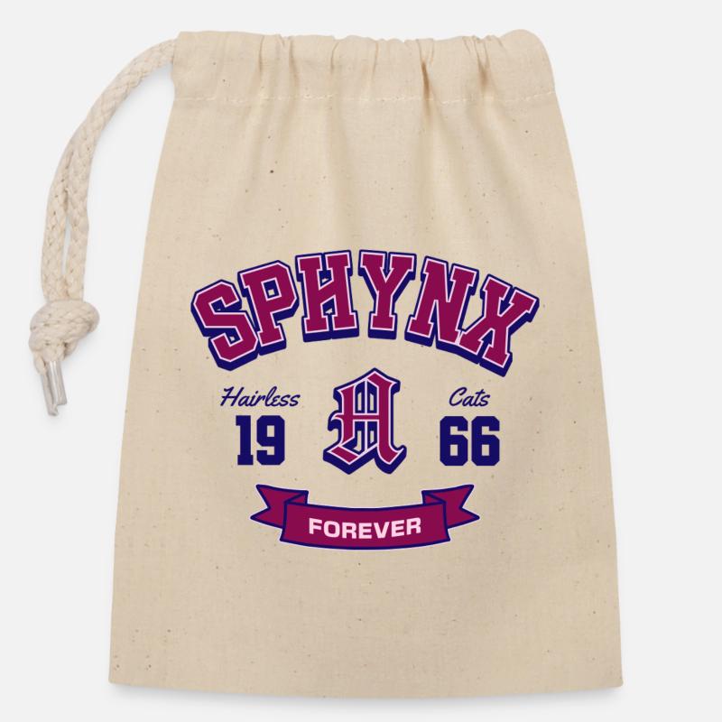 Sphynx Cats Forever Style universitaire classique - Sac cadeau en coton avec cordon (14 x 20 cm) - nature