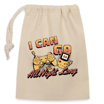 I Can Go All Night Long Gamer Retro - Verschließbarer Geschenkbeutel aus Baumwolle (14x20cm) - Natur - Vorne