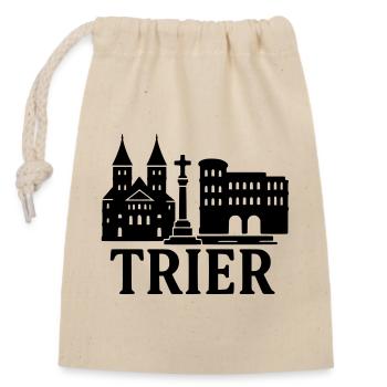 trier wahrzeichen silhouette - Verschließbarer Geschenkbeutel aus Baumwolle (14x20cm) - Natur - Vorne