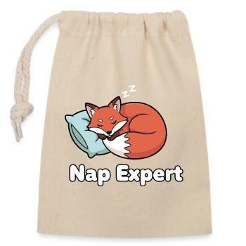 Nap-Experte Fuchs - Verschließbarer Geschenkbeutel aus Baumwolle (14x20cm) - Natur - Vorne