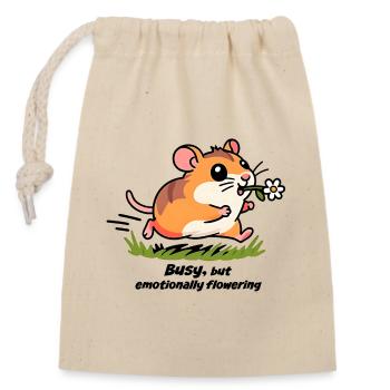 Hamster dans la course au travail - Sac cadeau en coton avec cordon (14 x 20 cm) - nature - Devant