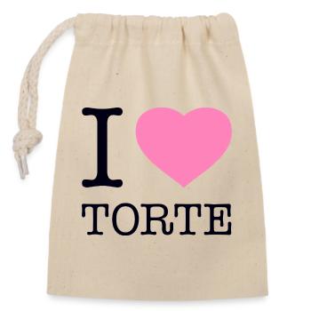 I love cake - Closable cotton gift bag (14x20cm) - nature - Front