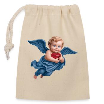 CUPID CHERUB #1 – Frieden & Liebe - Verschließbarer Geschenkbeutel aus Baumwolle (14x20cm) - Natur - Vorne