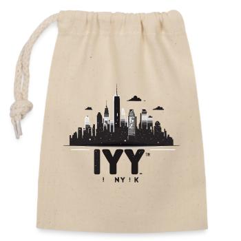 New York Skyline Silhouette Schwarz Weiss - Verschließbarer Geschenkbeutel aus Baumwolle (14x20cm) - Natur - Vorne