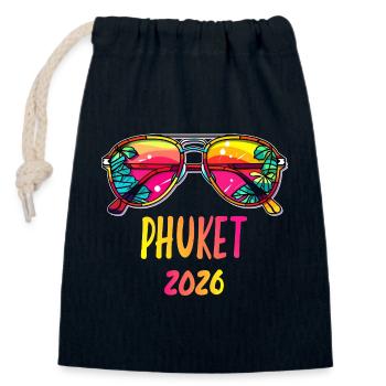 Phuket 2026 Tropen-Sonnenbrille - Verschließbarer Geschenkbeutel aus Baumwolle (14x20cm) - Navy - Vorne