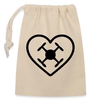 Heart Drone Quadcopter - Closable cotton gift bag (14x20cm) - nature - Front