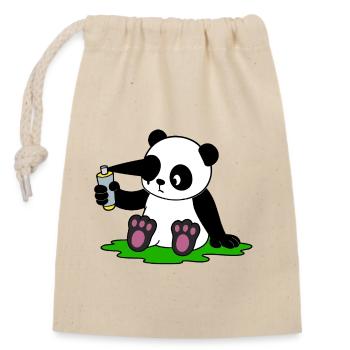 DIY Panda - Closable cotton gift bag (14x20cm) - nature - Front
