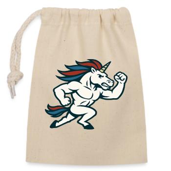 Running Power Unicorn Athletic Mascot Design - Closable cotton gift bag (14x20cm) - nature - Front