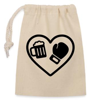 Heart Boxing Bier - Verschließbarer Geschenkbeutel aus Baumwolle (14x20cm) - Natur - Vorne
