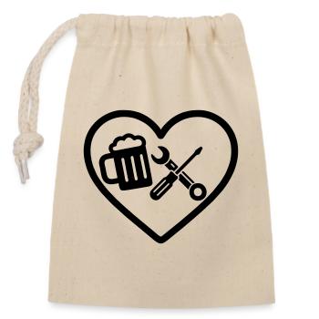 Heart Beer DIY Humor - Closable cotton gift bag (14x20cm) - nature - Front