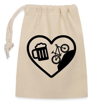Humour de VTT Heart Beer - Sac cadeau en coton avec cordon (14 x 20 cm) - nature - Devant