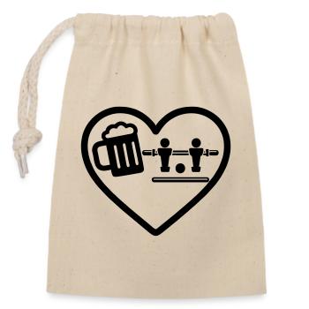 Heart Beer Tischfußball-Humor - Verschließbarer Geschenkbeutel aus Baumwolle (14x20cm) - Natur - Vorne
