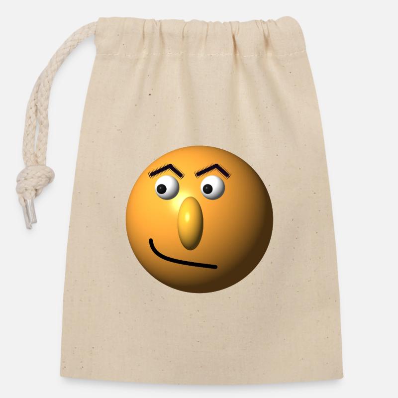 Mischievous face - Closable cotton gift bag (14x20cm) - nature