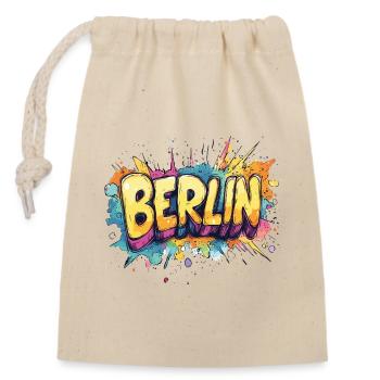Berlin Graffiti Schrift Streetart Urban Style - Verschließbarer Geschenkbeutel aus Baumwolle (14x20cm) - Natur - Vorne