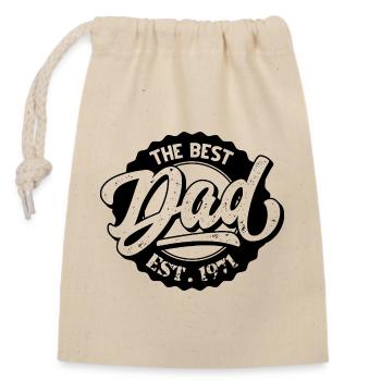 The Best Dad EST 1971 - Verschließbarer Geschenkbeutel aus Baumwolle (14x20cm) - Natur - Vorne