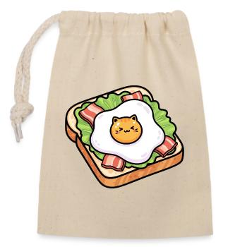 Sunny Toast Katzenei - Verschließbarer Geschenkbeutel aus Baumwolle (14x20cm) - Natur - Vorne