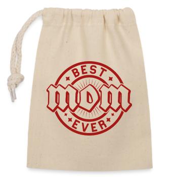 Best Ever Stamp Vintage Red - Closable cotton gift bag (14x20cm) - nature - Front