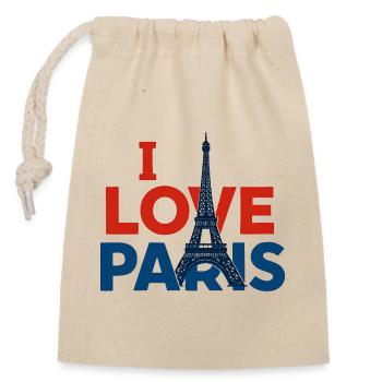 I Love Paris - Sac cadeau en coton avec cordon (14 x 20 cm) - nature - Devant