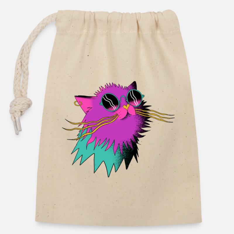 Party_Cat - Verschließbarer Geschenkbeutel aus Baumwolle (14x20cm) - Natur