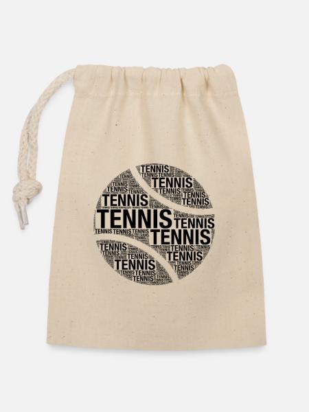 Tennisball-Wortdesign - Verschließbarer Geschenkbeutel aus Baumwolle (14x20cm) - Natur