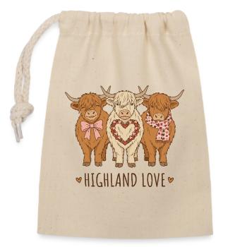 Highland Love - Verschließbarer Geschenkbeutel aus Baumwolle (14x20cm) - Natur - Vorne