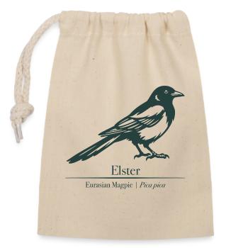 Magpie Silhouette | Ornithology | Drawing - Closable cotton gift bag (14x20cm) - nature - Front