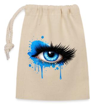Blue eye in graffiti style - Closable cotton gift bag (14x20cm) - nature - Front