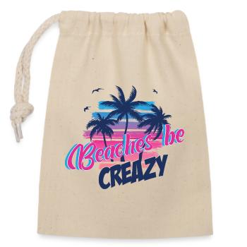 Beaches be Crazy Palmen Neon Sunset - Verschließbarer Geschenkbeutel aus Baumwolle (14x20cm) - Natur - Vorne