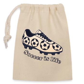 Soccer – Soccer is Life Design - Closable cotton gift bag (14x20cm) - nature - Front