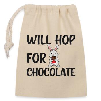 Will Hop pour le chocolat – Humour doux de Pâques - Sac cadeau en coton avec cordon (14 x 20 cm) - nature - Devant