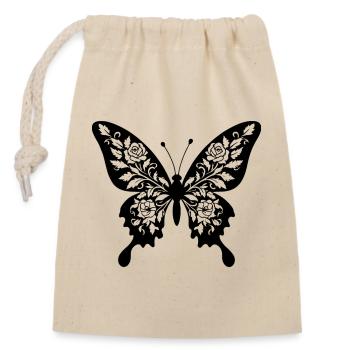 Filigranblütiger Schmetterling - Verschließbarer Geschenkbeutel aus Baumwolle (14x20cm) - Natur - Vorne