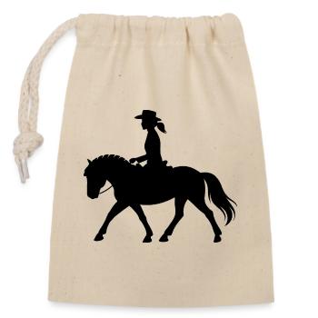 Silhouette du cavalier dans le style occidental - Sac cadeau en coton avec cordon (14 x 20 cm) - nature - Devant