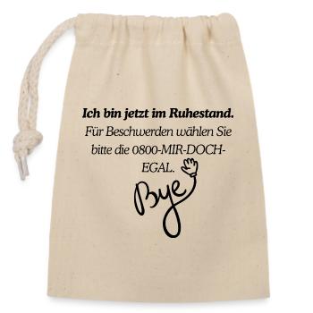 Ruhestand Design - Verschließbarer Geschenkbeutel aus Baumwolle (14x20cm) - Natur - Vorne