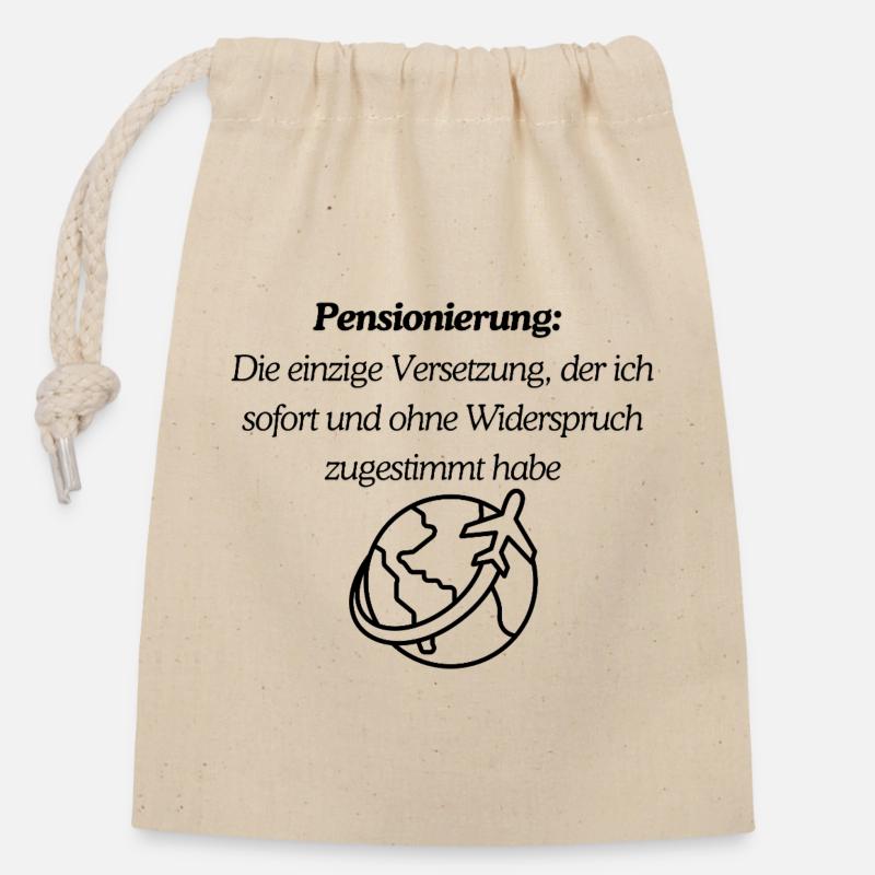 Finally pension - Closable cotton gift bag (14x20cm) - nature