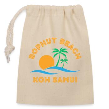 Palmier du coucher de soleil de la plage Koh Samui - Sac cadeau en coton avec cordon (14 x 20 cm) - nature - Devant