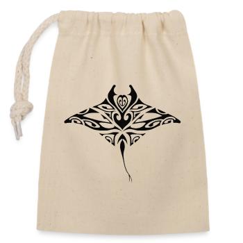 Raie_manta-3-noir - Sac cadeau en coton avec cordon (14 x 20 cm) - nature - Devant