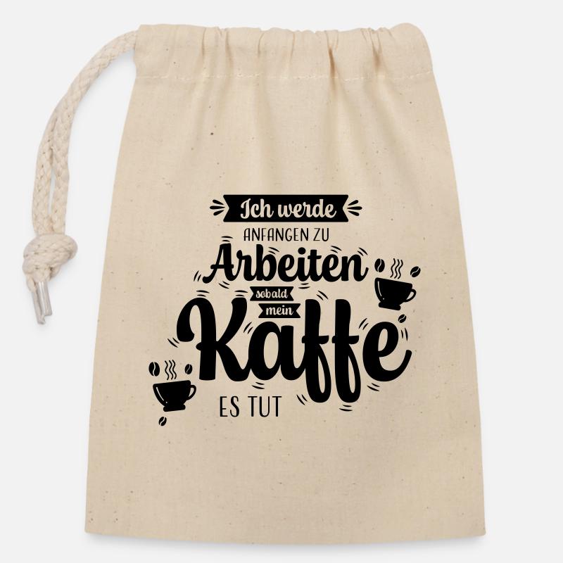 Kaffee_Spruch - Closable cotton gift bag (14x20cm) - nature