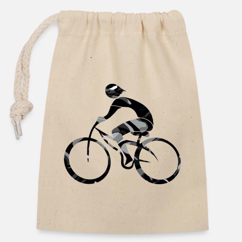 Cycliste - Sac cadeau en coton avec cordon (14 x 20 cm) - nature
