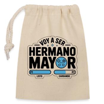 voy a ser hermano mayor - Sac cadeau en coton avec cordon (14 x 20 cm) - nature - Devant