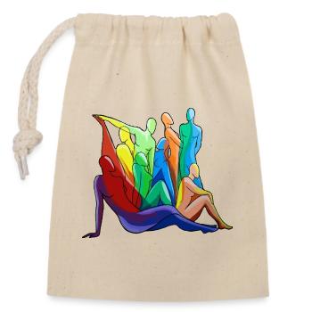 Bunte Körpersilhouetten - Verschließbarer Geschenkbeutel aus Baumwolle (14x20cm) - Natur - Vorne