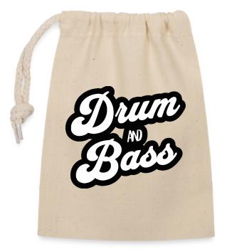 Drum and Bass Script Logo - Verschließbarer Geschenkbeutel aus Baumwolle (14x20cm) - Natur - Vorne