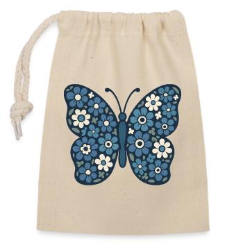 Fleurs Bleues Papillon Floral - Sac cadeau en coton avec cordon (14 x 20 cm) - nature - Devant