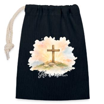 Resurrection He is Risen Easter Jesus - Closable cotton gift bag (14x20cm) - navy - Front