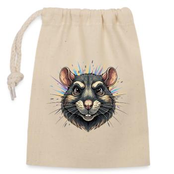 Colorful rat head with color eruption - Closable cotton gift bag (14x20cm) - nature - Front