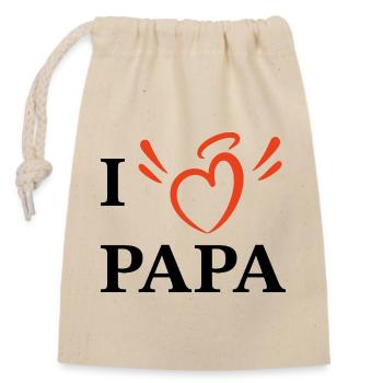 Ich liebe Papa - Verschließbarer Geschenkbeutel aus Baumwolle (14x20cm) - Natur - Vorne