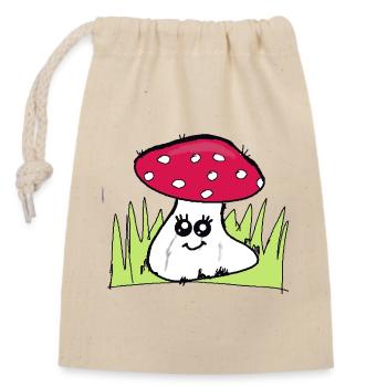 Winking mushroom with red hat - Closable cotton gift bag (14x20cm) - nature - Front
