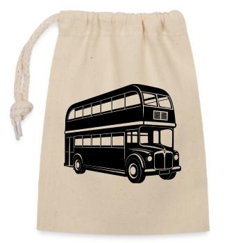 Londoner Bus - Verschließbarer Geschenkbeutel aus Baumwolle (14x20cm) - Natur - Vorne