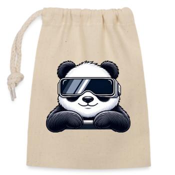 Cool Panda Cartoon VR Gamer Relax Relax - Sac cadeau en coton avec cordon (14 x 20 cm) - nature - Devant
